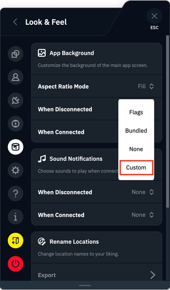 Drop down options