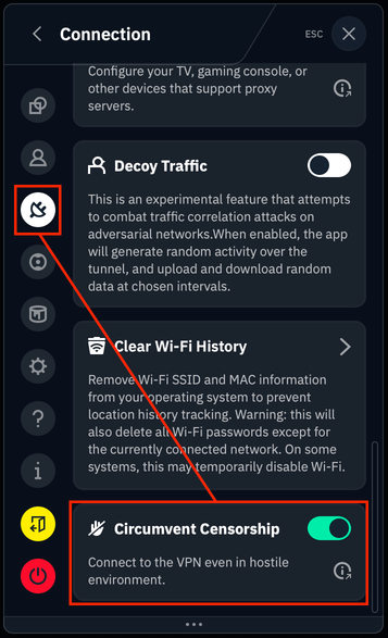 Circumvent Censorship option